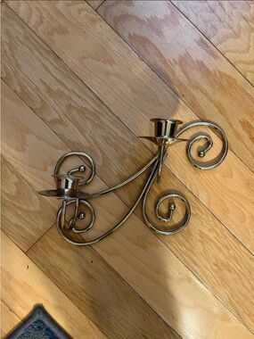 Gold Scroll Wall Candle Sconce - Elegant Double Candle Holder